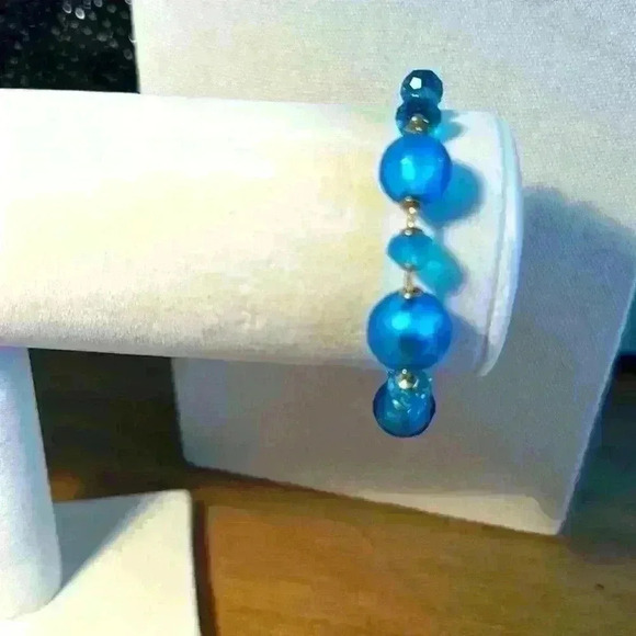 Vintage Atelier Zecchin Adjustable Bracelet with Blue Glass Beads and Crystals - Picture 3 of 5